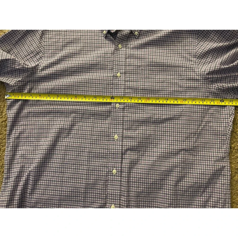 Lauren Ralph Lauren Button Long Sleeve Down Shirt Purple Plaid 17 34/35 XL JBHS